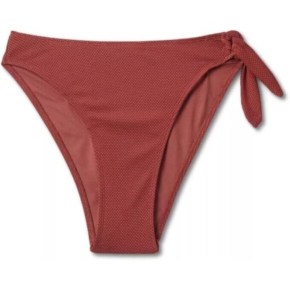 Wild Fable XXS 00 Rust Brown Pique Texture High Leg Cheeky Bikini Swim Bottom - Picture 2 of 7